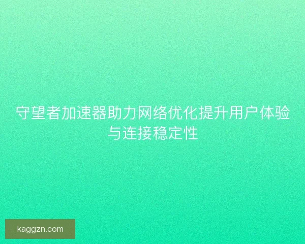 守望者加速器助力网络优化提升用户体验与连接稳定性